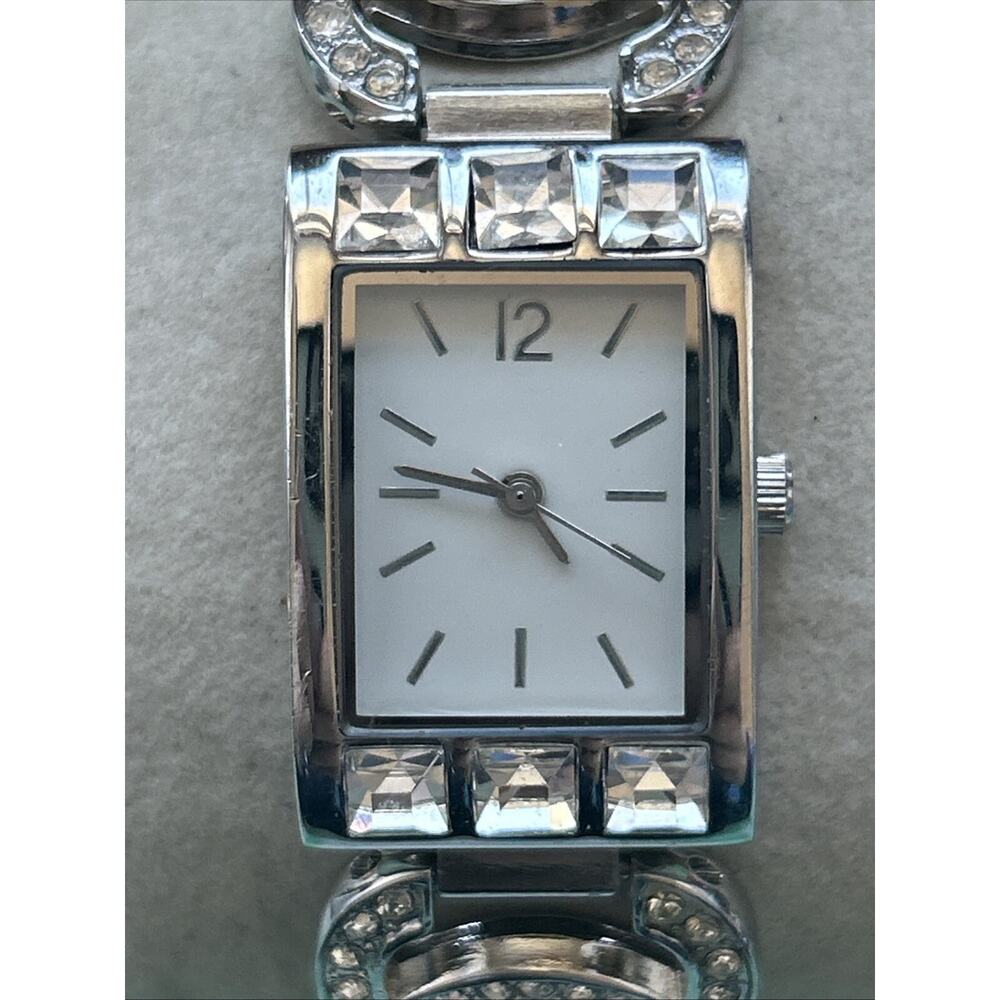 FMD Silver Tone Rhinestones Womens Quartz Watch